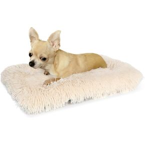 24 Inch Dog Bed Pink for Crate Washable,Small Dog Bed Princess for Kennel Cage Travel Car Camping,Square Soft Plush Puppy Mat Pet Cushion Fluffy Calming Yorkie Bed in Kuwait