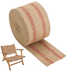 NATGAI Craft Jute Webbing Tape, 10 Yards Width 3.5" Roll Natural Burlap Red Line Jute Webbing Ribbon Upholstery Chair Webbing Tape in Kuwait