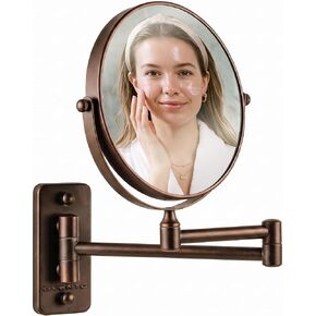OVENTE 7" Wall Mounted Makeup Mirror with 1X/10X Magnification, Double Sided Magnifying Round Bathroom Vanity Mirror, 360° Swivel Design, Extendable and Folding Arm, Polished Chrome MNLFW70CH1X10X in Kuwait
