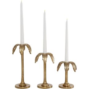 Deco 79 Aluminum Solid Candle Holder, Set of 3 6", 8", 10"H, Gold in Kuwait