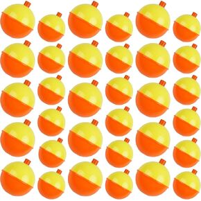SILANON Fishing Bobbers Set,25-50pcs Snap-on Fishing Floats Bobbers Push Button Round Buoy Floats Bobber for Fishing Tackle Accessories Orange/Yellow in Kuwait