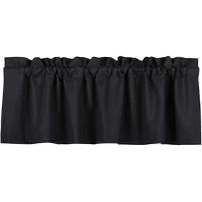 Valea Home Blackout Valance Curtains Waterproof Soft Rod Pocket Valance for Kitchen and Bathroom Window Room Darkening Valances for Bedroom, 52 inch x 18 inch, Black in Kuwait