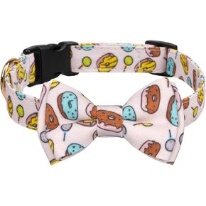 Gyapet Dog Collar Large Medium Detachable Bowtie Adjustable Cute Design Print Snap Sushi Pizza Food Sushi M in Kuwait