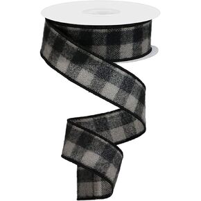 Flannel Check Plaid Wired Edge Ribbon, 10 Yards (Red, Black, 1.5") in Kuwait