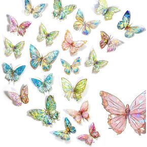Aromoty Butterfly Stickers Set (120 Pieces with 6 Themes)-Gorgeous Crystals Holographic Transparent Resin Waterproof Sticker Decals for Scrapbook Supplies Junk Bullet Journals Laptop Crafts Decor in Kuwait