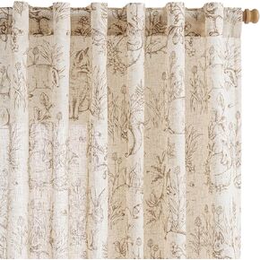 jinchan Linen Curtains for Bedroom 63 Inch Length Farmhouse Sage Green Curtains French Country Toile Curtains Animal Printed Drapes Light Filtering Kids Window Curtain Set, 2 Panels in Kuwait