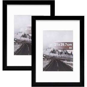 Muzilife 5x7" Wood Picture Frame Flat Display Pictures 4x6 with Mat or 5x7 Without Mat for Wall or Tabletop 4pcs, Retro Color in Kuwait