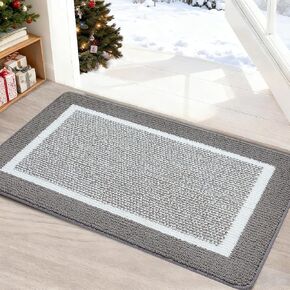 REFETONE Indoor Door Mat, Front Back Door Mat, Non-Slip Absorbent Resist Dirt Entrance Rug Inside Floor Mats, Machine Washable Low-Profile Inside Entry Door Rugs for Entryway - 24" x 36", Grey in Kuwait
