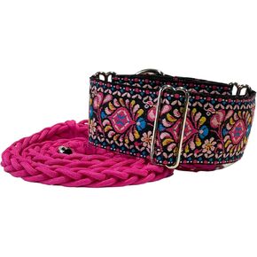 Martingale Dog Collar for Greyhound Saluki Whippet and Other Breeds with Similar Neck 2" Wide (14"-18") Matching Leash Available in Kuwait