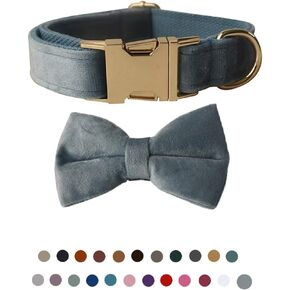 Dog Collar with Bow Tie, Soft Velvet Bowtie Dog Collar with Metal Buckle Adjustable for Small Medium Large Boy and Girl Dogs and Cats for Daily Wear or Wedding Halloween Christmas Holiday Party in Kuwait