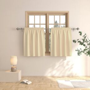 Blackout Tier Curtains Navy Blue 36 Inch Room Darkening Kitchen Window Over Sink Bathroom Short Triple Weave Small Cafe Window Treatment Set Basement 2 Panels Rod Pocket in Kuwait