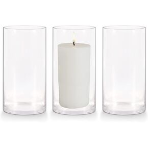 4 x 4 Inch Cylinder Vase,Set of 6 Small Glass Vases for Table Centerpieces,Clear Flower Vases,Decorative Glass Vase for Home Decor,Candle Holder,Wedding Favors(4" W X 4" H) in Kuwait