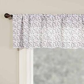 Piper Classics Twilight Floral Roman Valance Curtain, 24" L x 40" W, Adjustable Ties, Gray, White & Red Flower Print, Country Cottage, Vintage Farmhouse Window Treatment in Kuwait