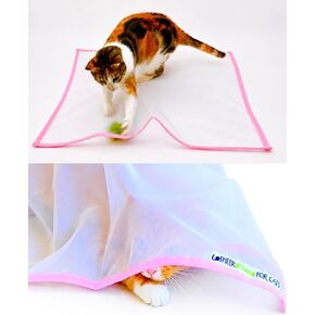 Sheer Fun, Cat Toy, Made in USA, Stimulates Hunting Instincts, Renews Old Cat Toys, Ball, Versatile, Quiet, Crinkle Edges, Cats, Kittens, playmat, Bed, Hide and Seek, Blue and White, 32"x18" in Kuwait