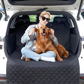 HNCPSY SUV Cargo Liner for Dogs,Waterproof Pet Cargo Cover Dog Seat Mat for SUVs Sedans Vans with Bumper Flap Protector, Non-Slip, Large Size Universal Fit, Black in Kuwait