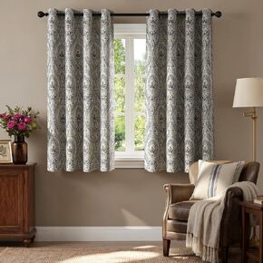 jinchan Sage Green Curtains for Living Room Darkening 84 Inch Length, Linen Textured Medallion Drapes for Bedroom, Damask Pattern Window Treatments Vintage Curtain Panels, 2 Panels Green in Kuwait