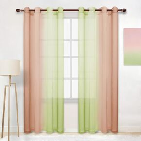 DWCN Black Faux Linen Ombre Sheer Curtains - Gradient Semi Voile Grommet Top Bedroom and Living Room Curtains, Set of 2 Window Curtain Panels, 42 x 63 Inch Length in Kuwait