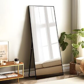 self Full Length Floor Mirror 65"x22" Large Rectangle Wall Mirror Standing Hanging or Leaning Against Wall for Bedroom, Dressing and Wall-Mounted Thin Frame Mirror - Elegant Black in Kuwait
