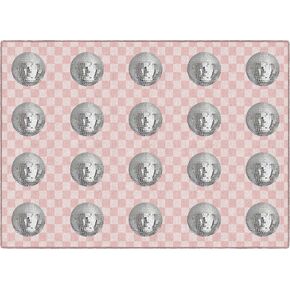 Flagship Carpets Schoolgirl Style Pink Checkerboard Disco Ball Criss-Cross Applesauce Educational Area Rug for Kids Room, Children's Classroom for Teaching and Playroom, 7'6" x 12', Seats 32 in Kuwait