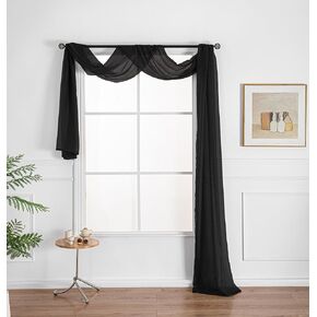 WPM WORLD PRODUCTS MART Drape/Panels/Scarves/Treatment Beautiful Sheer Voile Window Elegance Curtains Scarf for Bedroom & Kitchen Fully Stitched and Hemmed (Red, 38" Inch x 216" Inch) in Kuwait