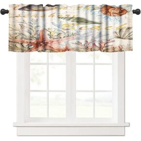 Coffee Kitchen Curtains Sets, Cafe Coffee Theme Valance for Kitchen Windows, Tea Party Coffee Bean Print Small Short Curtains Window Treatments Valance Sets for Kitchen Cafe, 54x36 Inch, 3 Piece in Kuwait