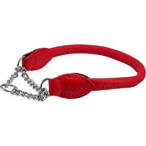 Rolled Genuine Leather Martingale Dog Collar Choker Red 7 Sizes (#7 - Neck Circumf.17.5"-19.5") in Kuwait