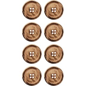 Mibo 6pcs Nylon Resin Button - 4 Hole - Classic Shape with Rim - Sprayed Imitation Wood Grain Finish - 44L(28mm) - Brown in Kuwait