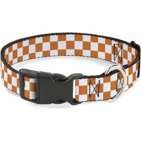 Buckle-Down Plastic Clip Collar - Checker White/TN Orange - 1" Wide - Fits 15-26" Neck - Large in Kuwait