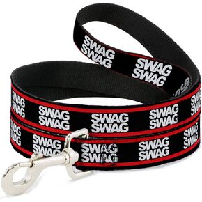 Buckle-Down Pet Leash - Double SWAG Black/White/Red Stripe - 4 Feet Long - 1.5" Wide in Kuwait