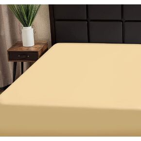 ملاءة سرير أطفال ملائمة من القطن بنسبة 100% من Superity Linen، فقط الأقمشة عالية الجودة المستخدمة وجيدة التهوية، يمكن غسلها وتجفيفها في الغسالة - 28x52 (سرير أطفال، بيج) in Kuwait