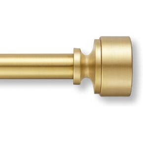 MODE Premium Collection Single Curtain Rod Set with Mod Doorknob Finials - 36 to 72 in, Gold in Kuwait