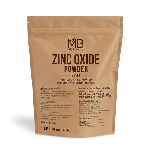 MB Herbals Zinc Oxide Powder 1 lb / 16 oz (454 Gram) | Uncoated & Non-Nano | For DIY Sunscreen Lotion and Cream in Kuwait