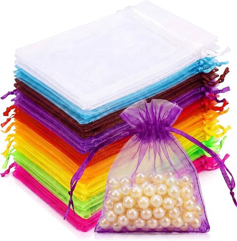 Hoolerry 500 Pcs Organza Gift Bags Jewelry Small Mesh Drawstring Sachet Wedding Favor Bracelet Bags for Packaging Jewelry Pouches Small Gifts(3 x 4 Inch,White) in Kuwait