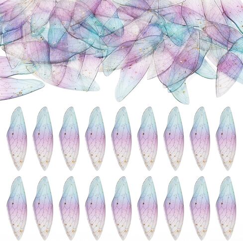 FASHEWELRY 40Pcs Resin Butterfly Wings Earring Charms Colorful Dragonfly Wing Pendants Transparent Tiny Fairy Wings Charms for Jewelry Crafts Making (Medium Purple) in Kuwait