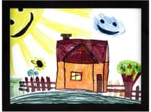 RAS Kids Art Frame - Boxed Style Wide Frame Edge Construction Paper Removable Acrylic Pane Cardboard Backing with Hooks - [Black - 9x12"] - 2 PACK in Kuwait