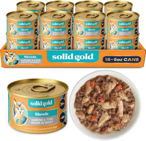 Solid Gold Surf & Turf Wet Cat Food Variety Pack - Canned Cat Food Made w/Real Protein for Cats of All Ages - Grain Free Cat Wet Food for Sensitive Stomach - 12ct/3oz Can in Kuwait