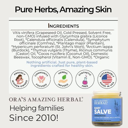 Newborn Salve, Baby Calendula Cream, Baby Acne Treatment, EWG Verified Baby Eczema Cream, Cradle Cap Treatment, Diaper Ointment, Natural Baby Care with Organic Calendula, Ora's Amazing Herbal in Kuwait