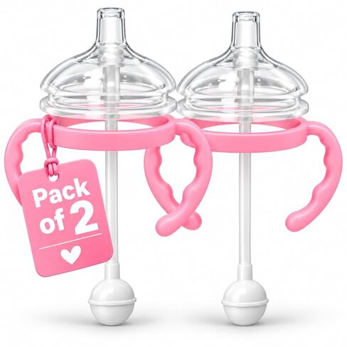 Straw Transition Cup Kit for Comotomo Baby Bottles | Conversion Kit Fits 5 Ounce and 8 Ounce Bottles | Soft, Silicone Straw Top Bottle Nipple & Weighted Straws to Help Baby Transition | 2 Pack (Green) in Kuwait