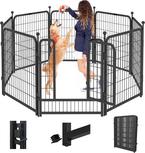 Dog Pens Outdoor 40" Height Foldable 2 Panels Heavy Duty Metal Portable Dog Playpen Indoor Anti-Rust Exercise Dog Fence with Doors for Large/Medium/Small Pets Play Pen for RV Camping Yard in Kuwait