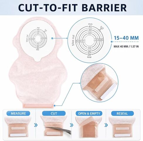 20pcs Kids Colostomy Bag Stoma Bag Disposable Children Drainable Ostomy Bag with Hook & Loop Closure Baby Feces Collection Fistula Bag for Surgery Stoma Care in Kuwait
