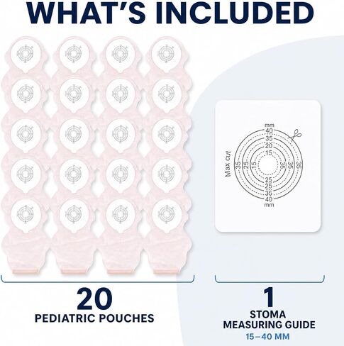 20pcs Kids Colostomy Bag Stoma Bag Disposable Children Drainable Ostomy Bag with Hook & Loop Closure Baby Feces Collection Fistula Bag for Surgery Stoma Care in Kuwait