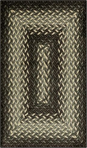 سجاد Maples Rugs Marion Braid سجاد مطبخ غير قابل للانزلاق [صنع في الولايات المتحدة الأمريكية]، متعدد، 2'6" x 3'10" in Kuwait