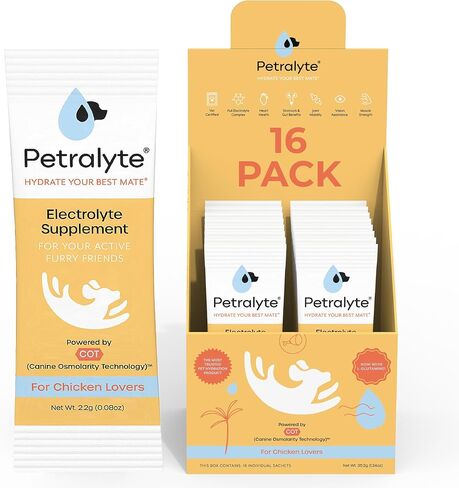 Dog Electrolytes and Joint Supplement | Glucosamine, Chondroitin & MSM for Inflammation and Mobility Support | Electrolytes for Dogs with Prebiotics | Unflavored | 16 Packets in Kuwait