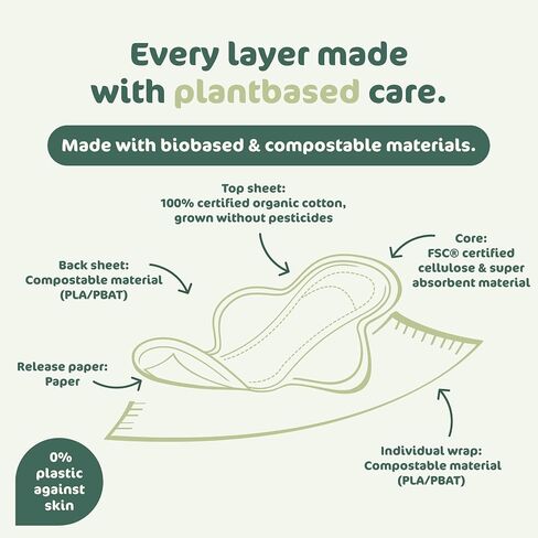 Eco by Naty Maternity Pads for Women - Pregnancy and Postpartum Pads for Maternal Care and Recovery, Absorbent Pads for Leak Protection (10 Count) in Kuwait