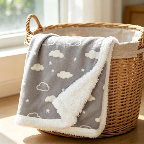 TL Care Heavenly Soft Chenille Sherpa Receiving Blanket, 3D Gray, 30" x 35", Warm and Cozy for Boys and Girls, Ideal for Baby Carrier, Stroller, and Travel in Kuwait