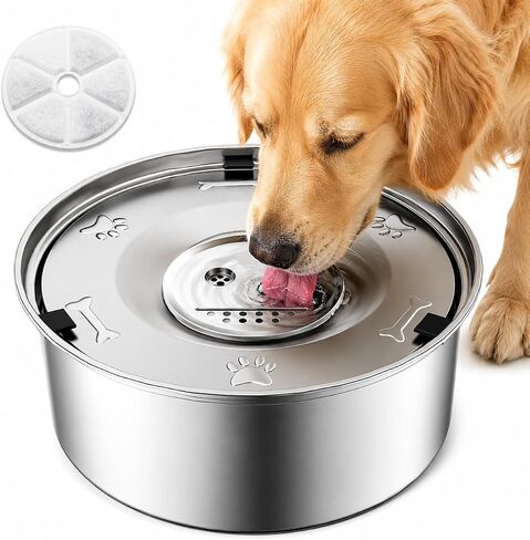 MewDgland Dog Water Bowl, 3L Large no Spill Dog Bowls, Stainless Steel Water Bowl Dispenser Spilling Proof for Dogs, 101 oz Non-Skid Pet Water Feeder, No Messy Drip, Slow Drink Pet Water Bowl in Kuwait