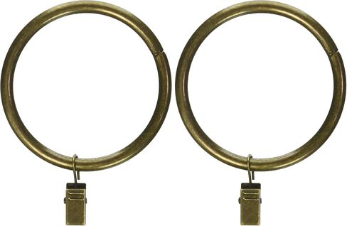 Rod Desyne 2-1/2 inch Curtain Rings w/Clip, Antique Brass in Kuwait