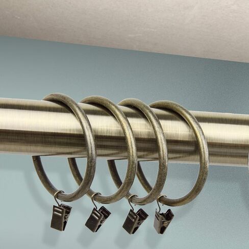 Rod Desyne 2-1/2 inch Curtain Rings w/Clip, Antique Brass in Kuwait
