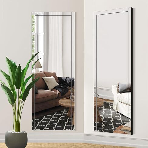 Syndra Full Length Mirror 61"x22" Floor Mirror Full Body Mirror Vintage Solid Wood Frame Large Wall Mounted Mirror Hanging or Leaning Against Wall Dressing Mirror for Bedroom Living Room Original Wood in Kuwait
