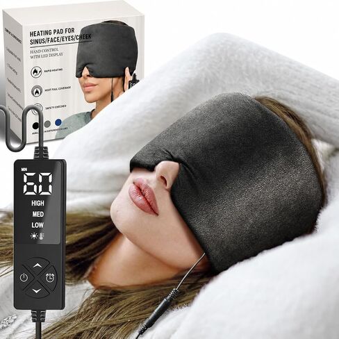 sticro Extra Large Moist Heat Sinus Relief Mask, Reusable Warm Compress Heated Eye Mask Face Heating pad Eye Pillow for Sinus Pressure Relief, Dry Eyes, Migraine, Tension, Stress, Headache(Small) in Kuwait